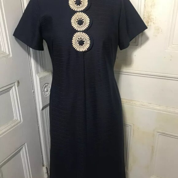 Vintage 1960’s Navy Blue Mynette Day Dress Size 10 - Picture 4 of 10